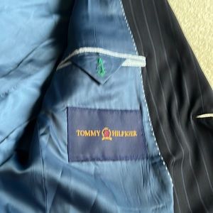 Mens two piece suit, blue pinstripe.